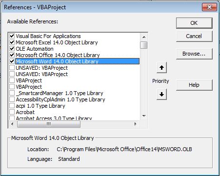 excel references microsoft word 16.0 object library